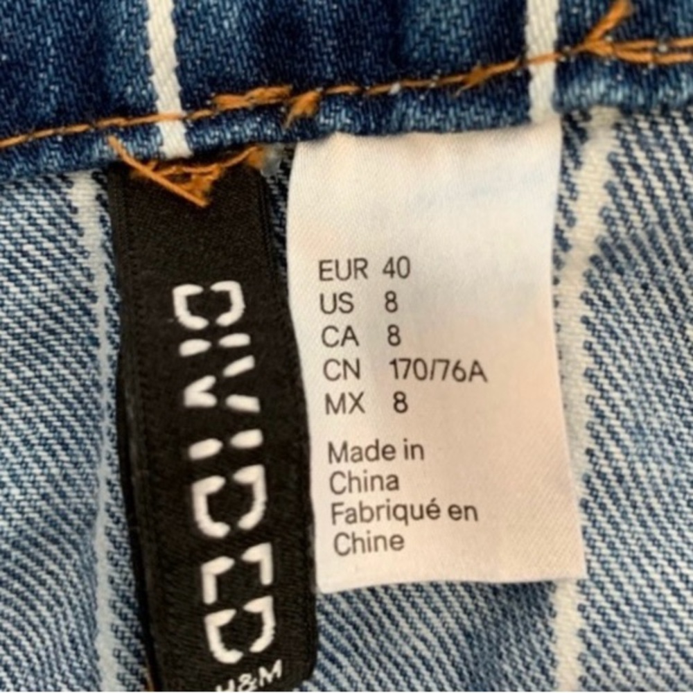 Divided Blue Denim Overalls with Pinstripes Sz 8 - Picture 6 of 6